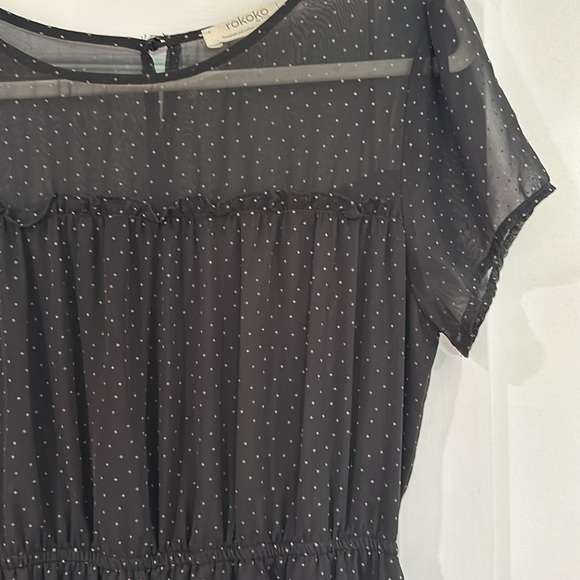 Rokoko black polka dot dress size Large - Picture 4 of 7